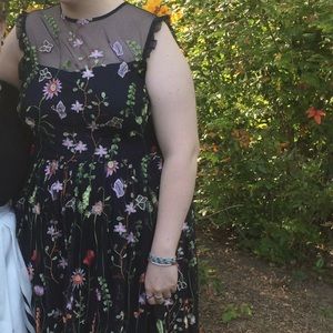 Morgan & Co Navy Embroidered Plus Size Prom Dress